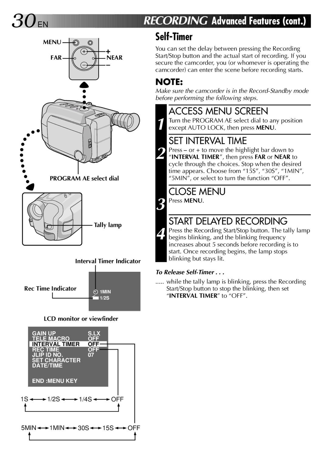 JVC GR-AXM2 manual Menu FAR Near 