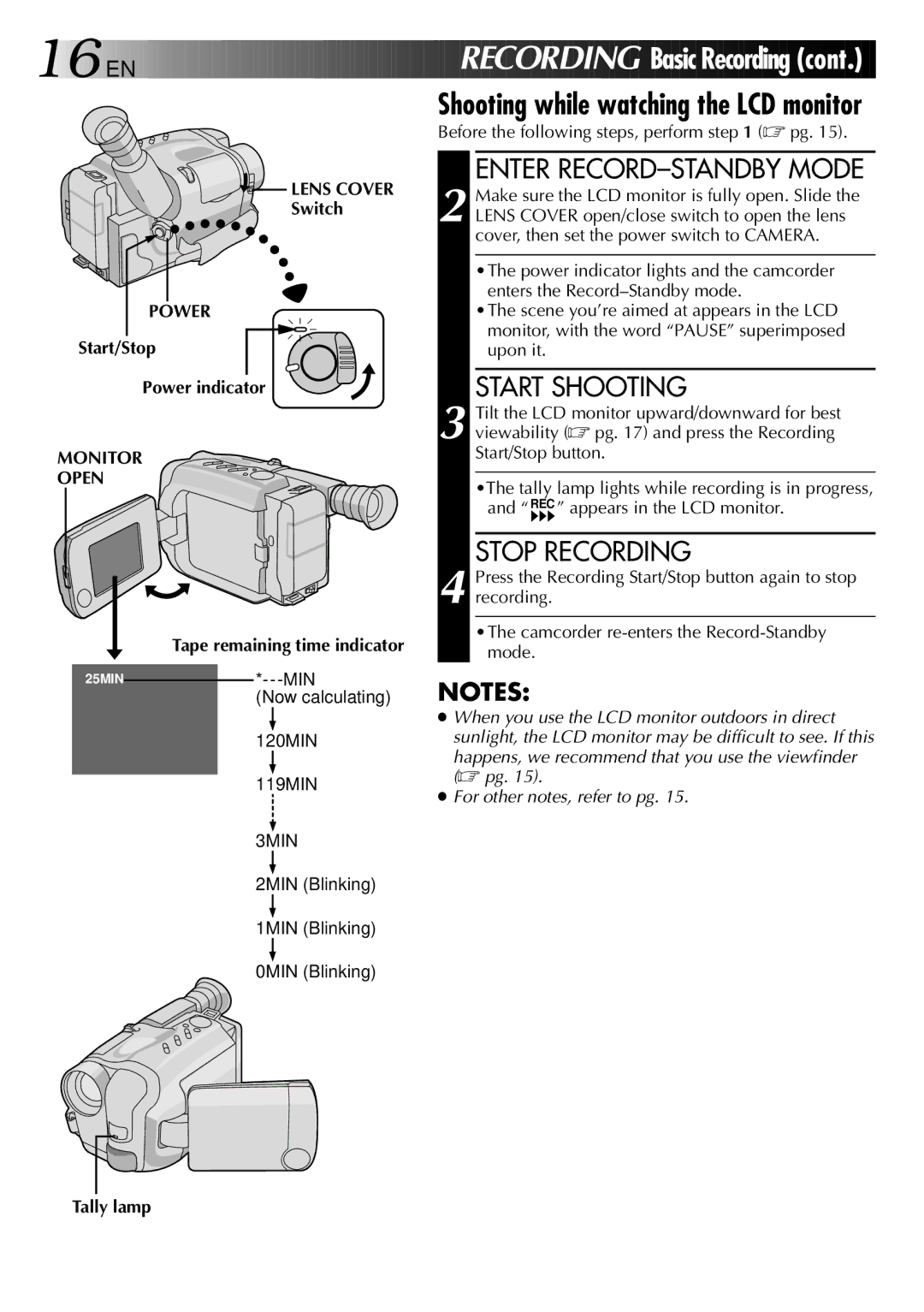 JVC GR-AXM20, GR-AXM10 manual Start/Stop Power indicator, Before the following steps, perform pg 