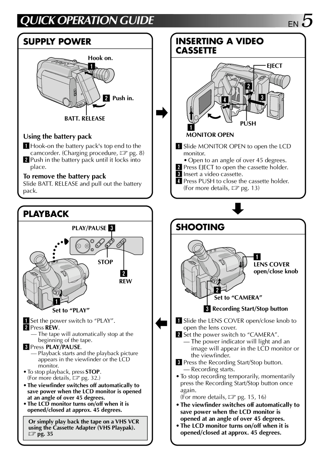 JVC GR-AXM10, GR-AXM20 manual BATT. Release, Eject Push Monitor Open, Play/Pause, Stop REW 