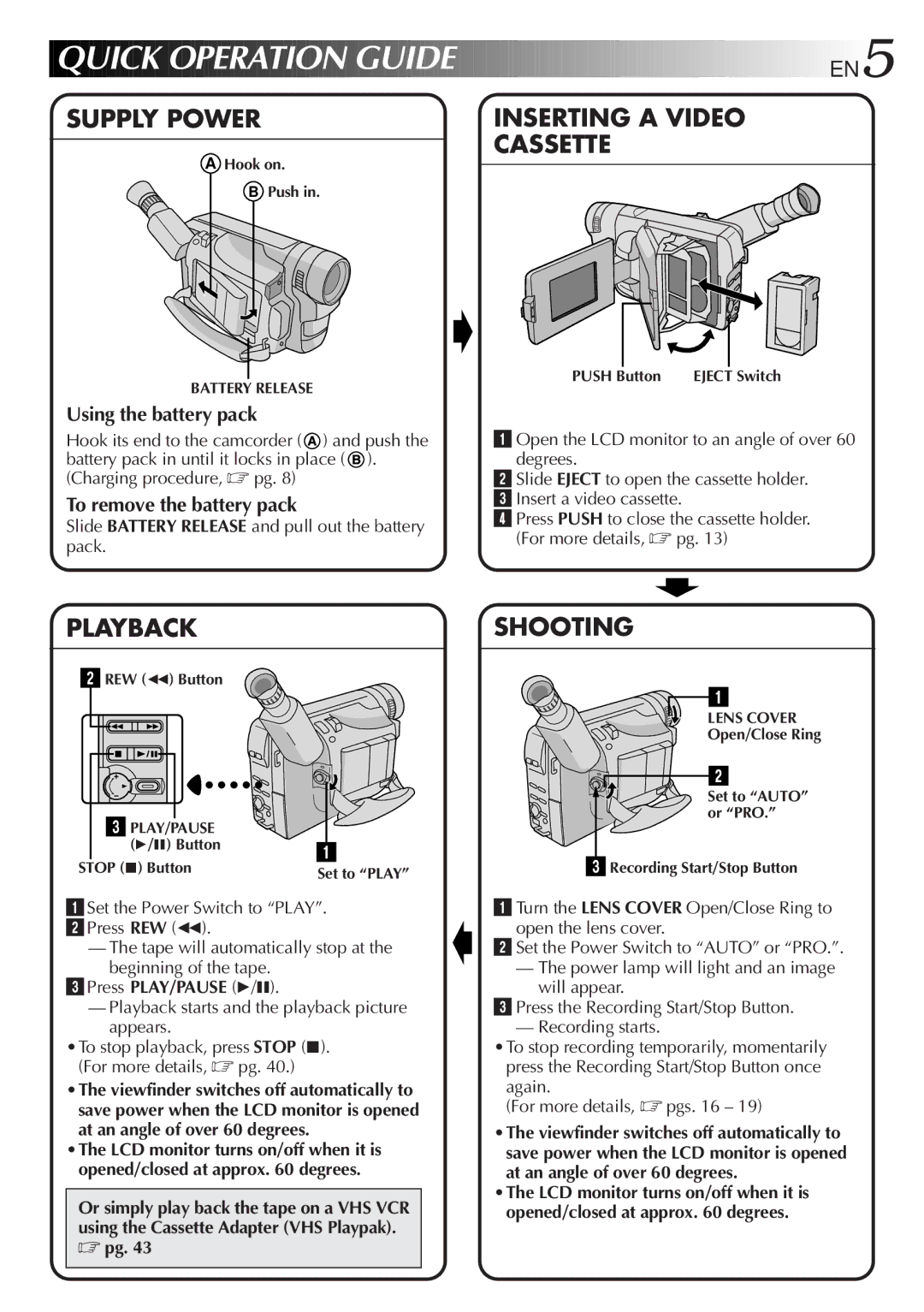 JVC GR-AXM217UM manual Quick Operation Guide, For more details 