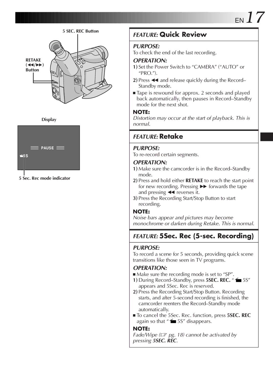 JVC GR-AXM220 specifications To check the end of the last recording, To re-record certain segments 