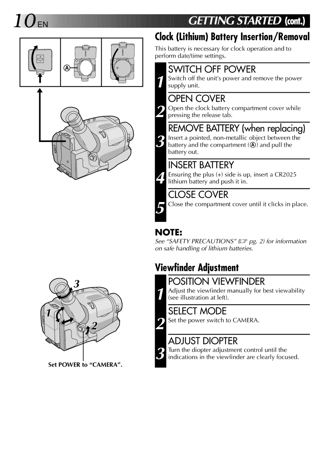 JVC GR-AXM22UM manual Viewfinder Adjustment 