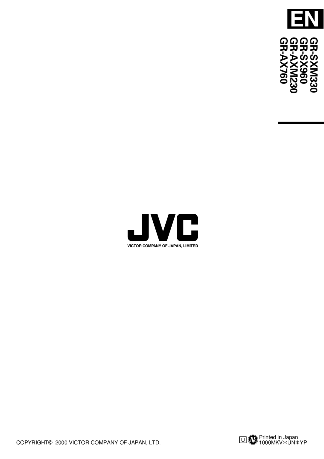 JVC GR-AXM230, GR-AX760, GR-SXM330, GR-SX960 specifications 1000MKV*UN*YP 