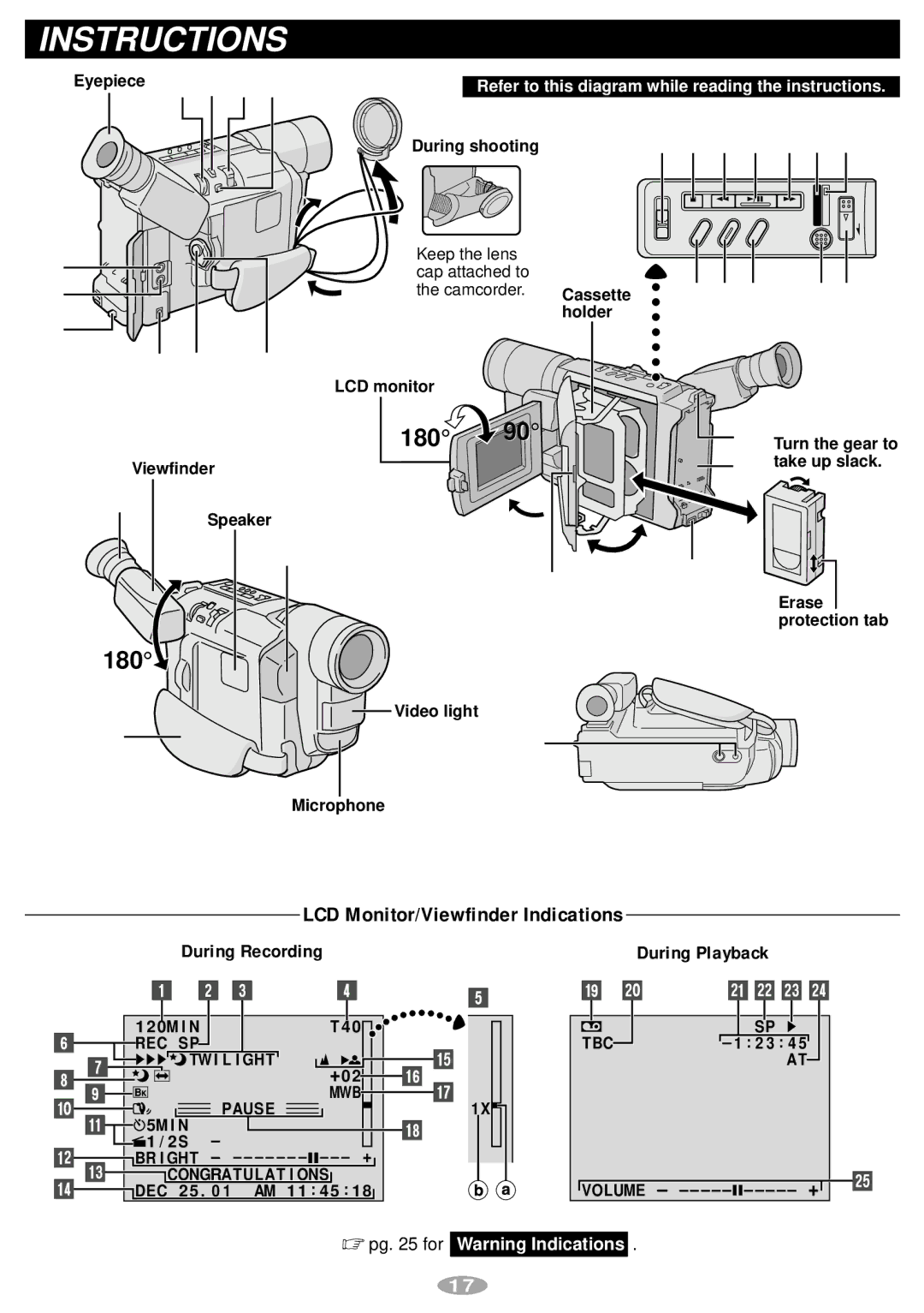 JVC GR-AXM241 manual Instructions 