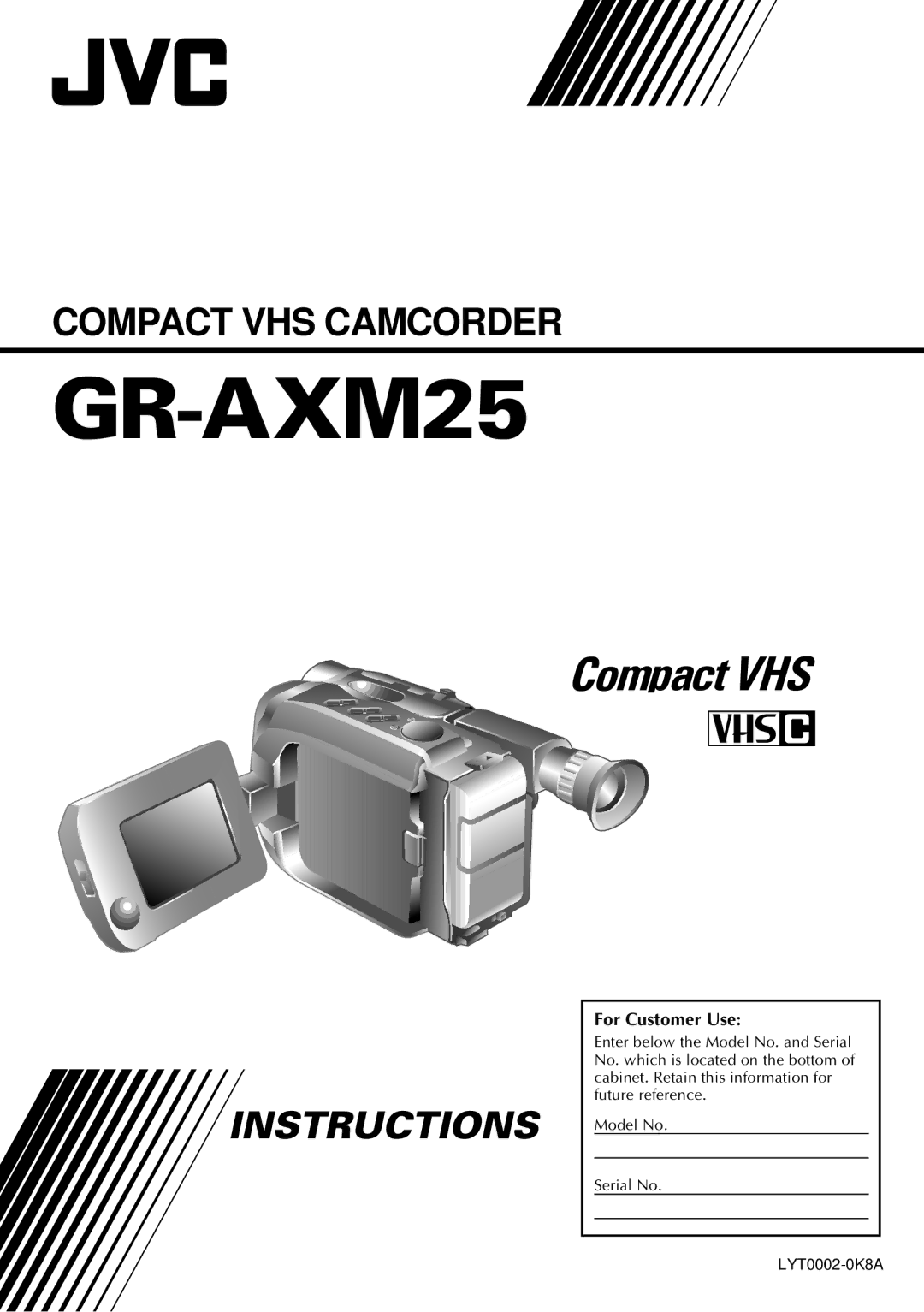 JVC GR-AXM25 manual For Customer Use 