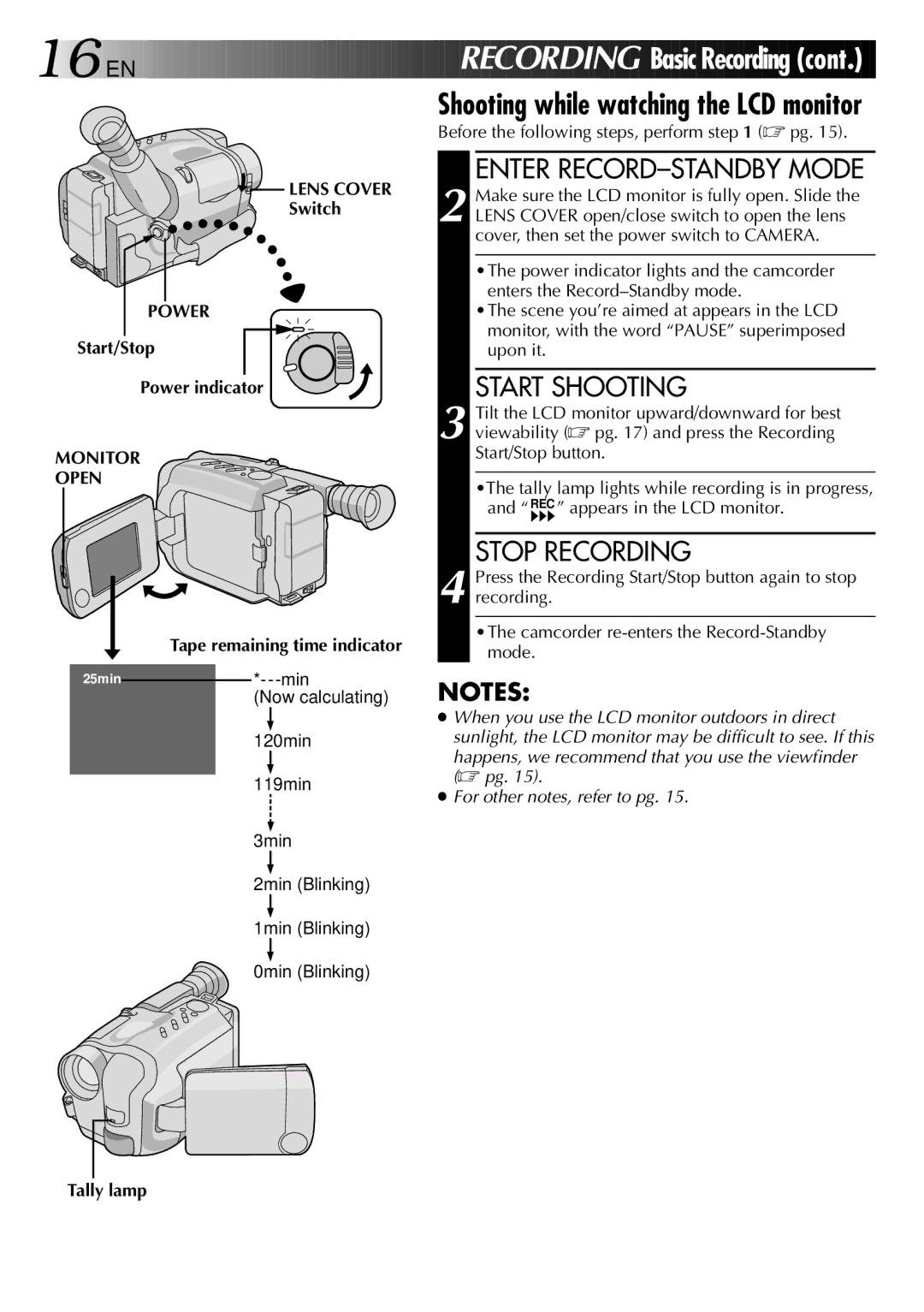 JVC GR-AXM25 manual Start/Stop Power indicator, Before the following steps, perform pg 