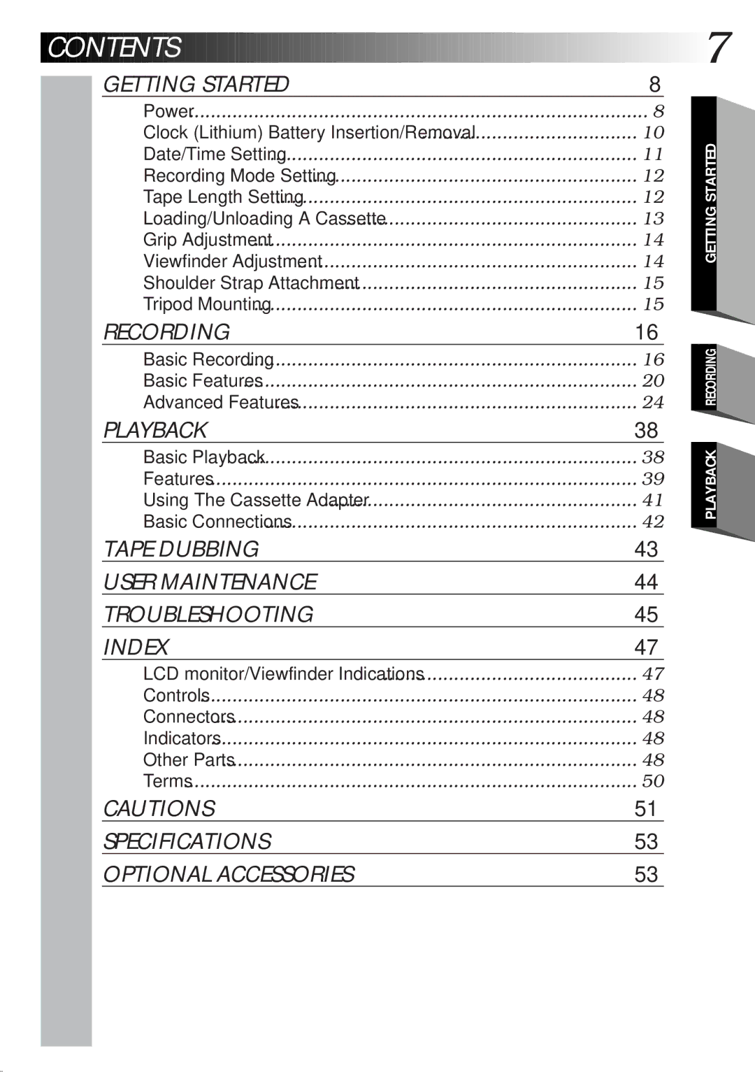 JVC GR-AXM270 manual Contents 