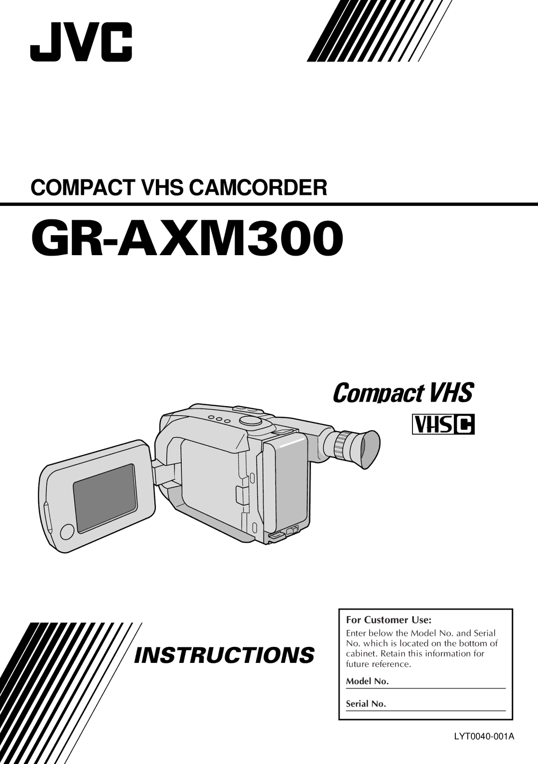 JVC GR-AXM300 manual For Customer Use 