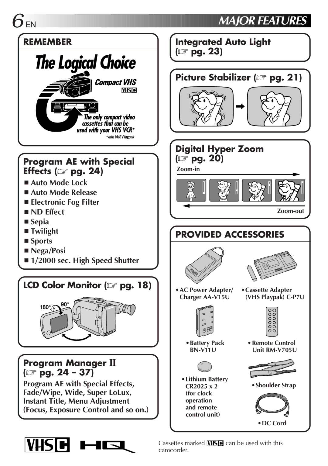 JVC GR-AXM300 manual EN Major Features, Twilight 