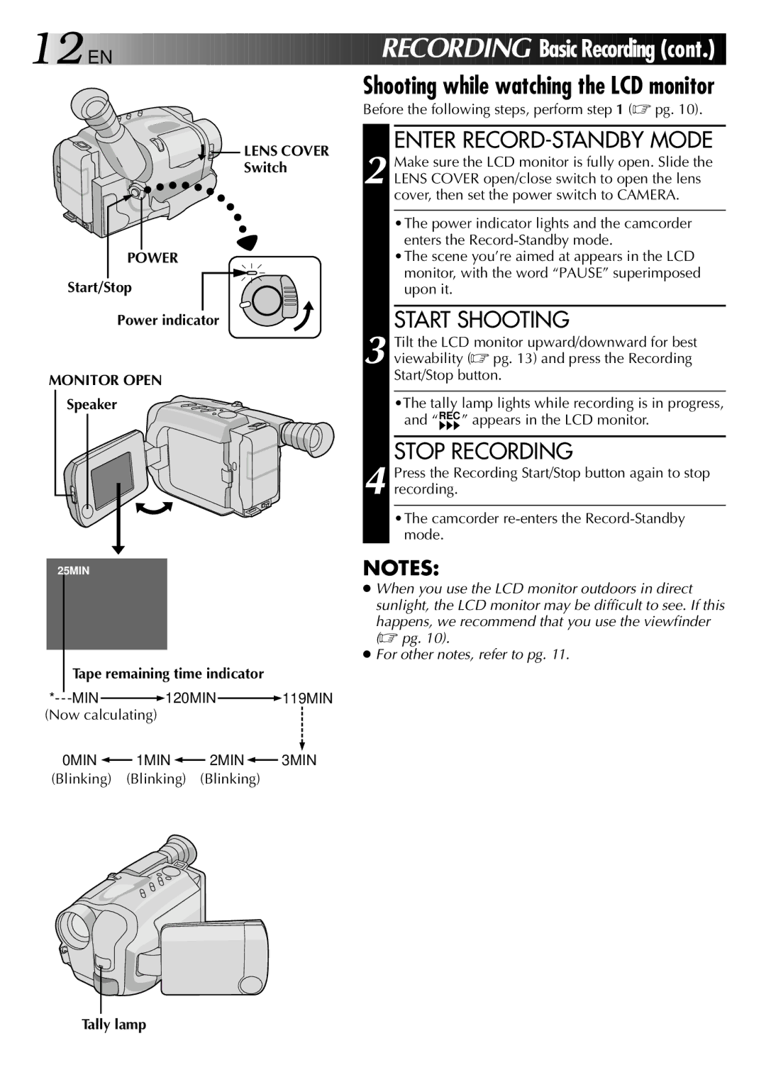 JVC GR-AXM307EG instruction manual Lens Cover, Switch, Start/Stop Power indicator, Monitor Open, Speaker 