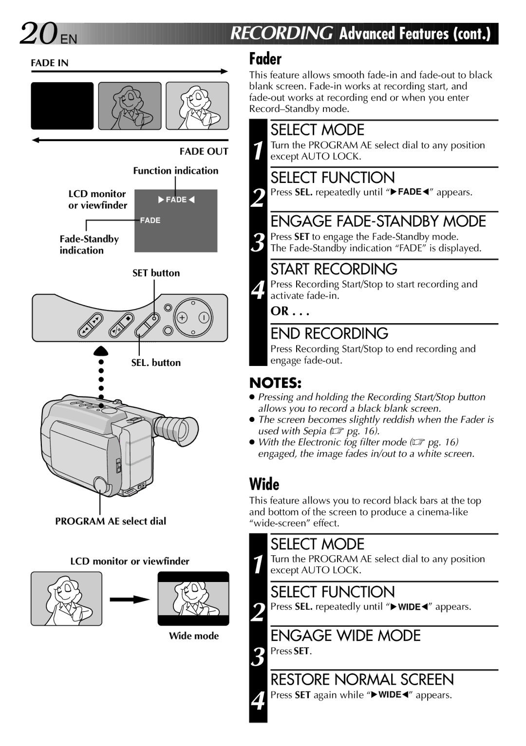 JVC GR-AXM307EG instruction manual Wide 