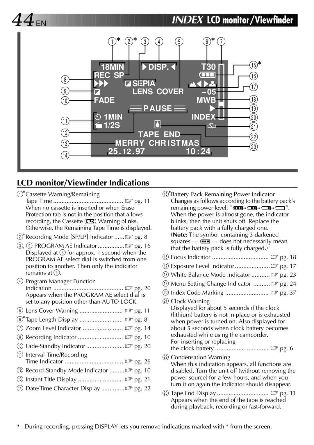 JVC GR-AXM307EG Set to any position other than Auto Lock, # Instant Title Display $ Date/Time Character Display 