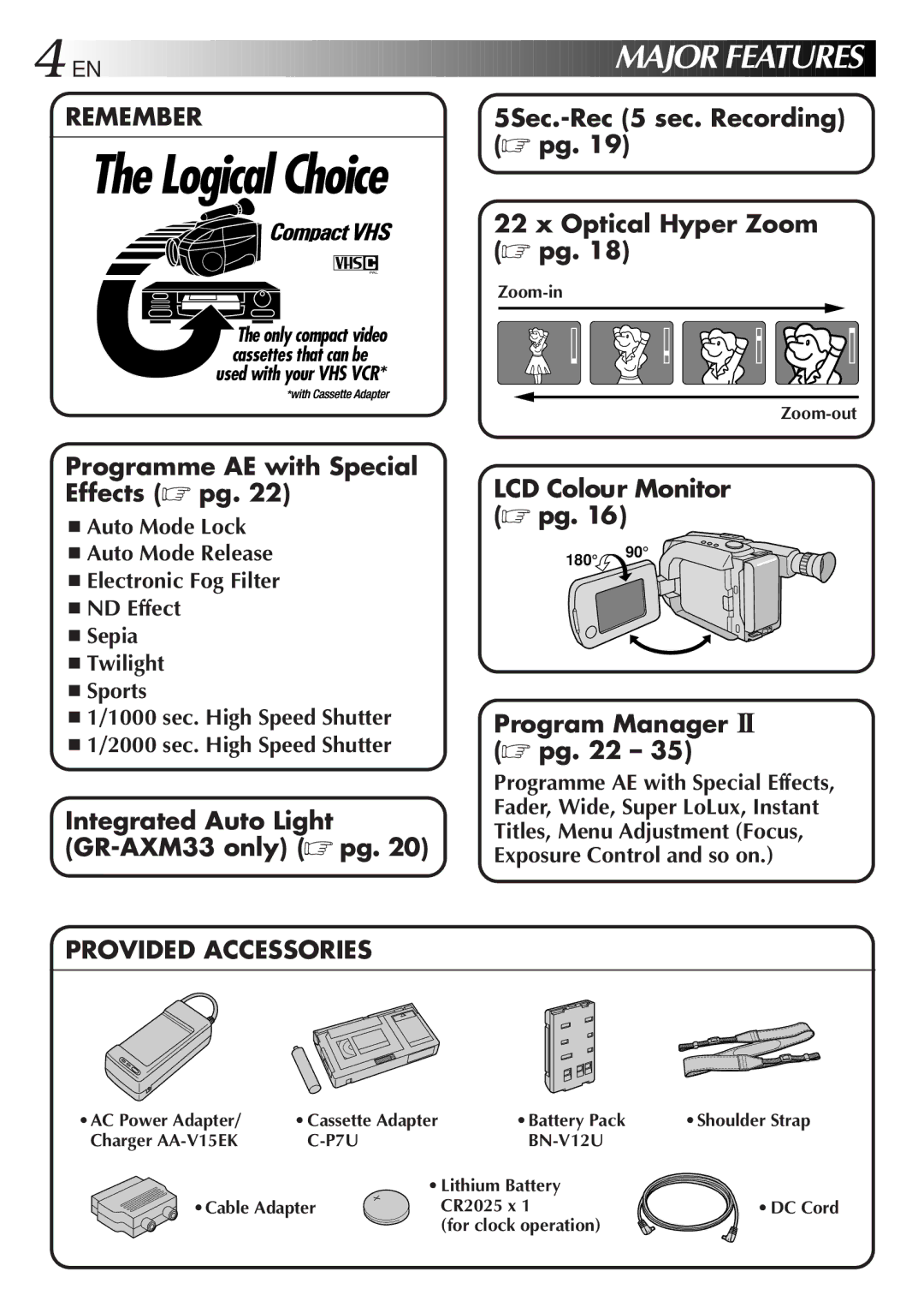 JVC GR-AXM33 specifications P7U BN-V12U 