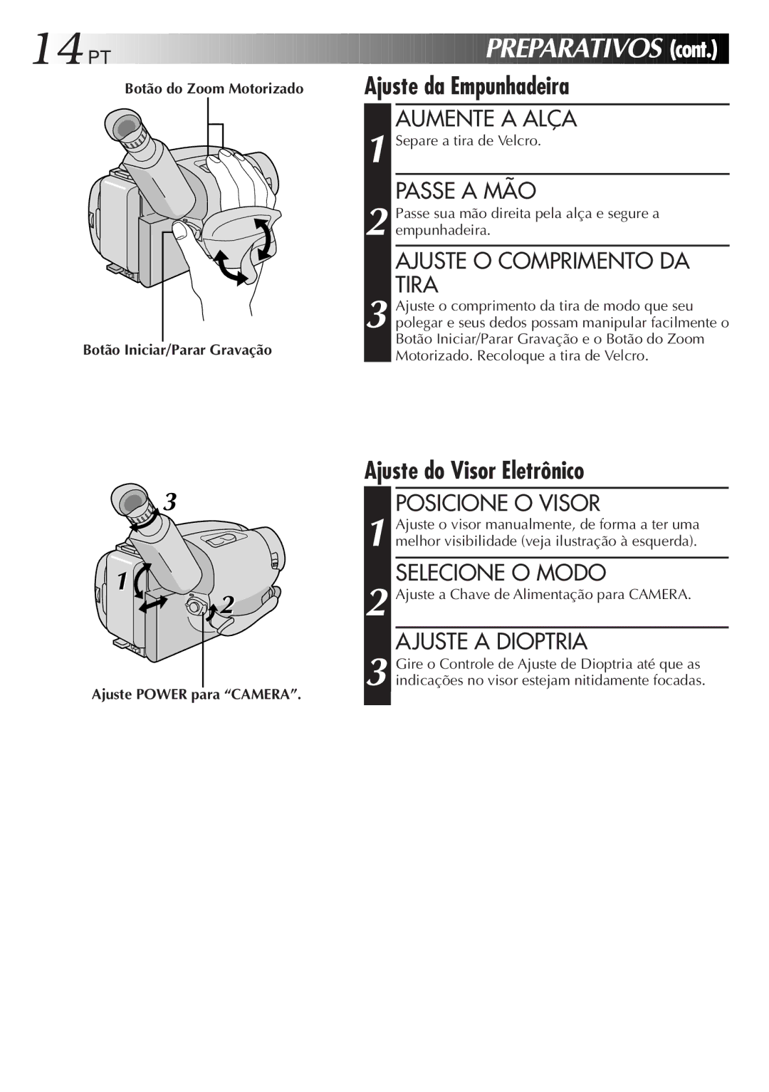 JVC GR-AXM33UM manual Ajuste do Visor Eletrônico 