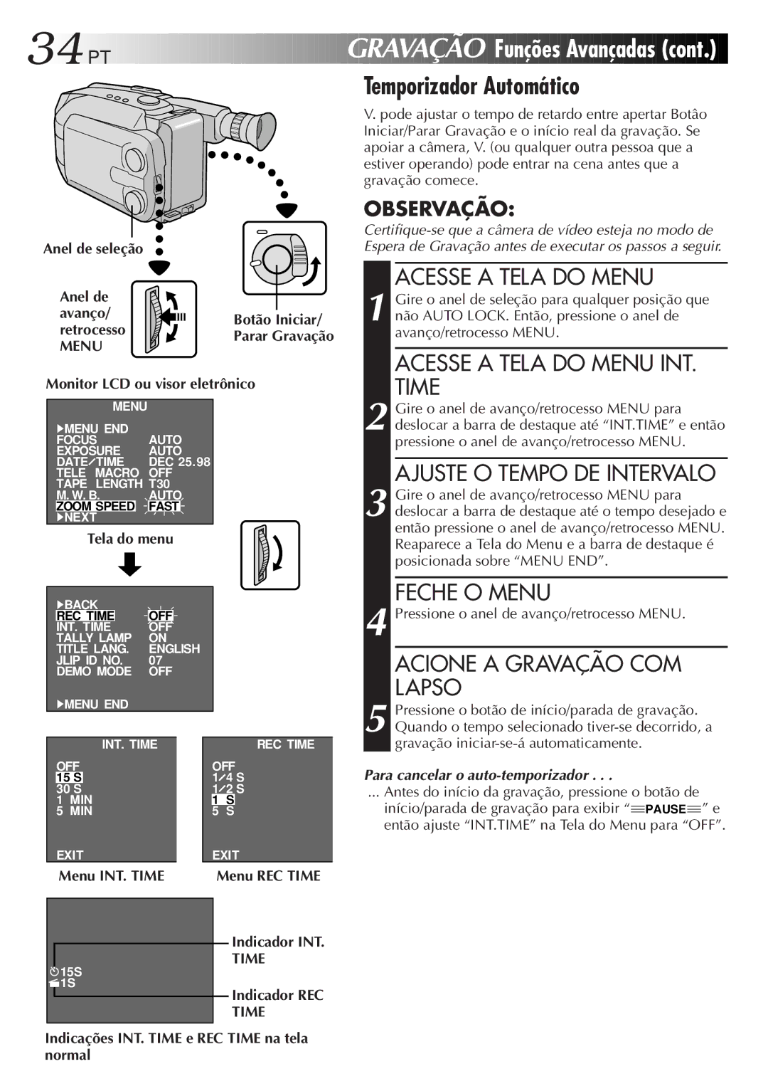 JVC GR-AXM33UM manual Temporizador Automático 