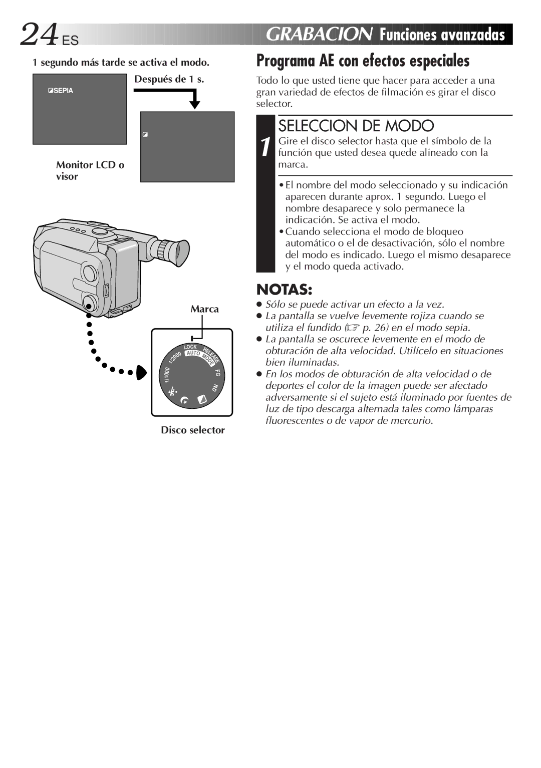 JVC GR-AXM33UM manual Seleccion DE Modo, Marca 