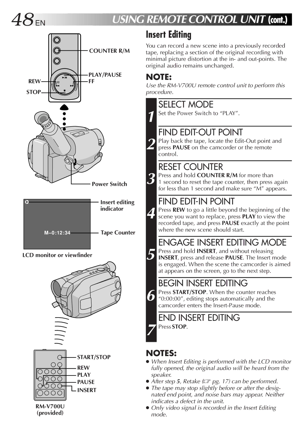 JVC GR-AXM38EG instruction manual Counter R/M, Tape Counter LCD monitor or viewfinder 