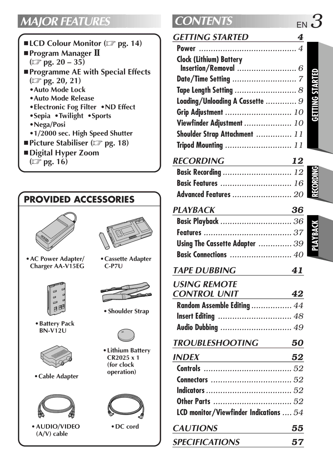 JVC LYT0075-001A, GR-AXM43 manual Contents 