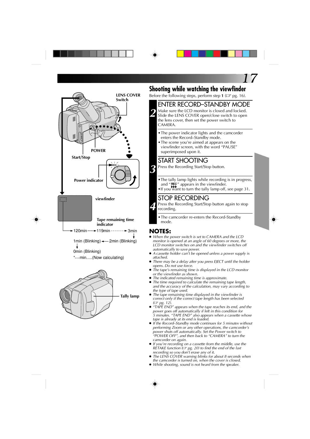 JVC GR-AXM4U manual Shooting while watching the viewfinder, Before the following steps, perform pg 