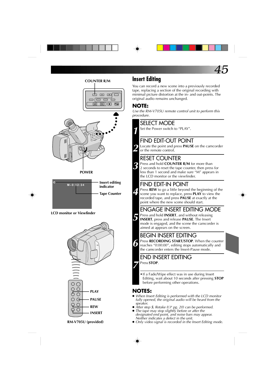 JVC GR-AXM4U manual Counter R/M Power, Play Pause REW Insert 