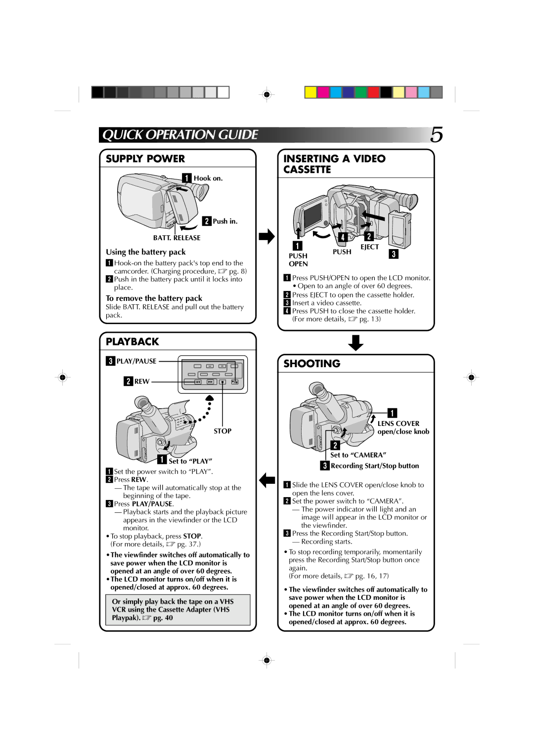 JVC GR-AXM4U manual BATT. Release, 3PLAY/PAUSE 2REW Stop, Push Open 