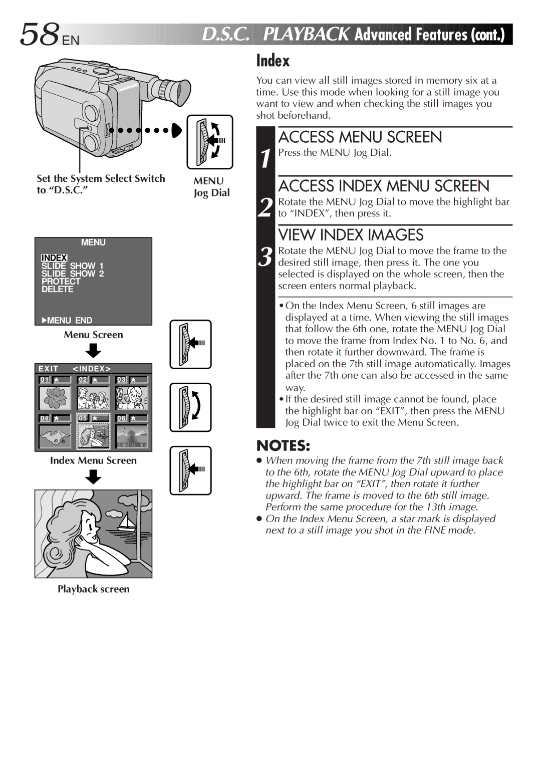 JVC GR-AXM500 specifications Access Index Menu Screen, View Index Images 