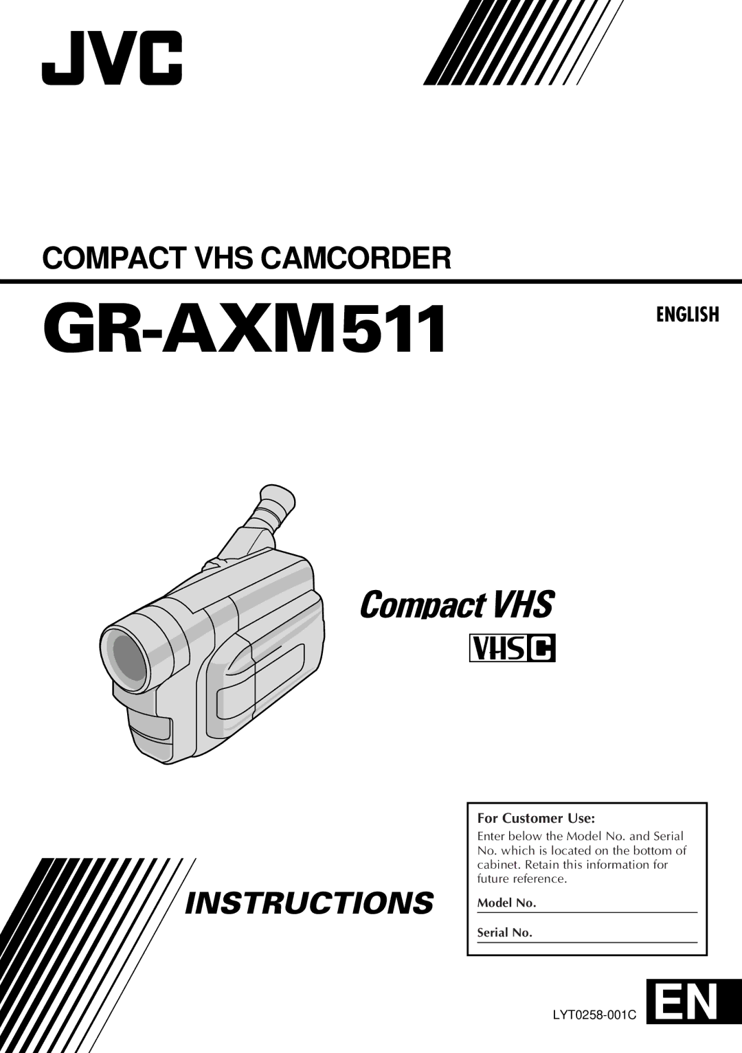 JVC GR-AXM511 manual For Customer Use 