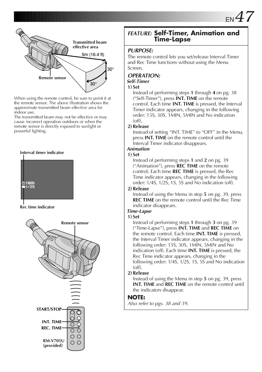 JVC GR-AXM511 manual Feature Self-Timer, Animation and Time-Lapse 