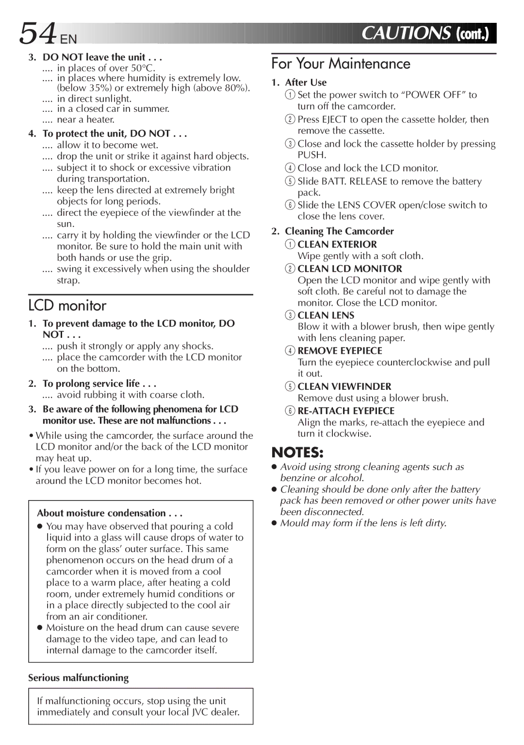 JVC GR-AXM568EG instruction manual Cont 