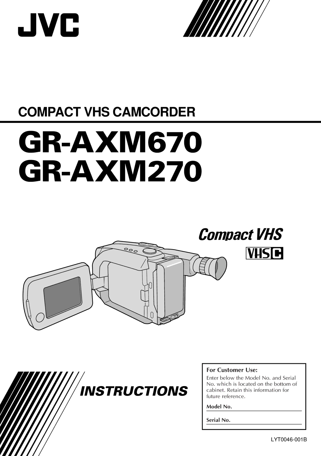 JVC manual GR-AXM670 GR-AXM270, For Customer Use 