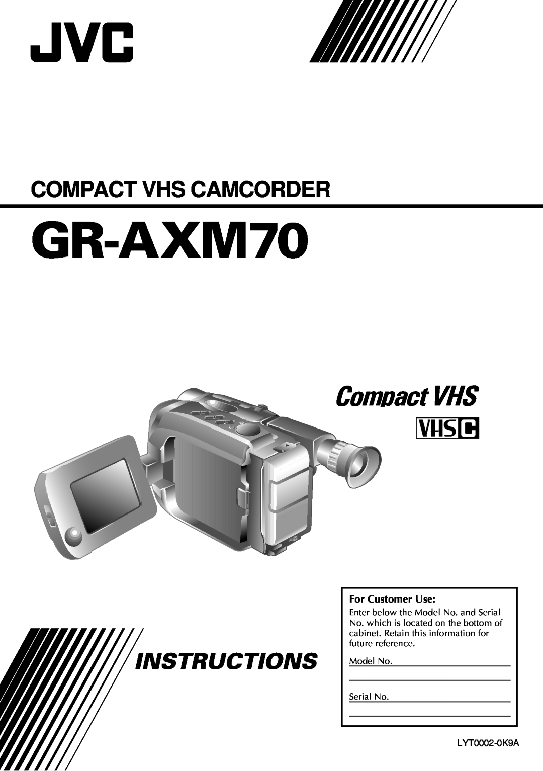 JVC GR-AXM70 manual Compact VHS, Compact Vhs Camcorder, Instructions 