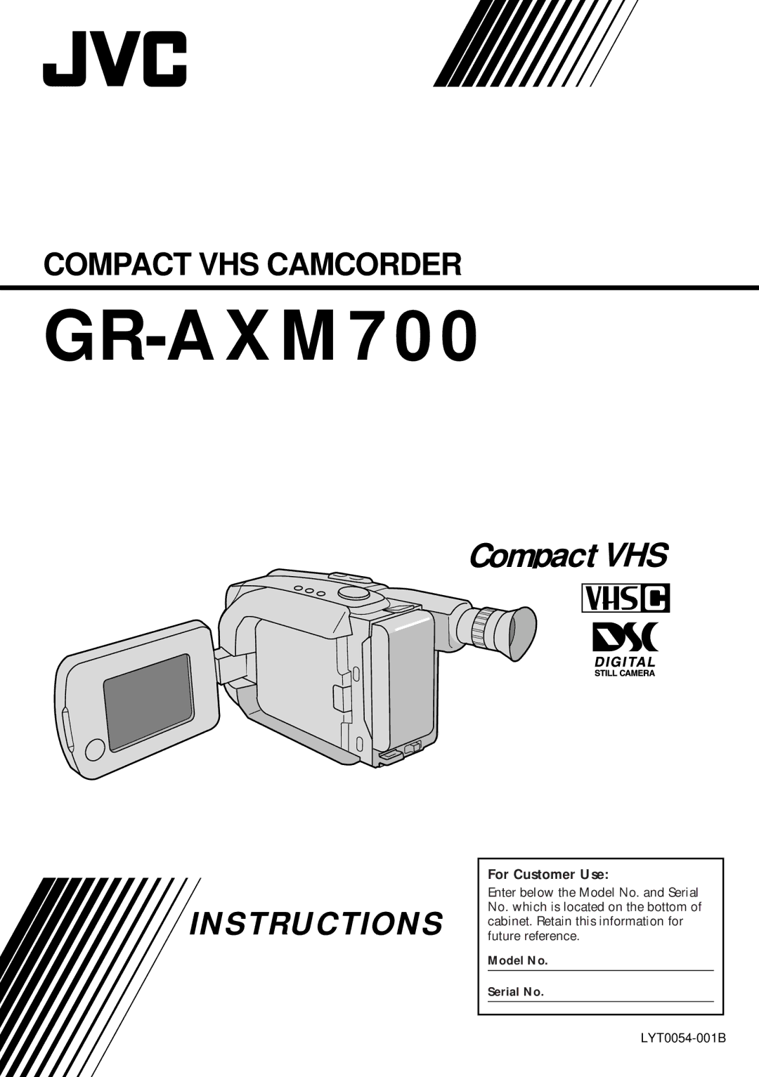 JVC GR-AXM700 manual For Customer Use 