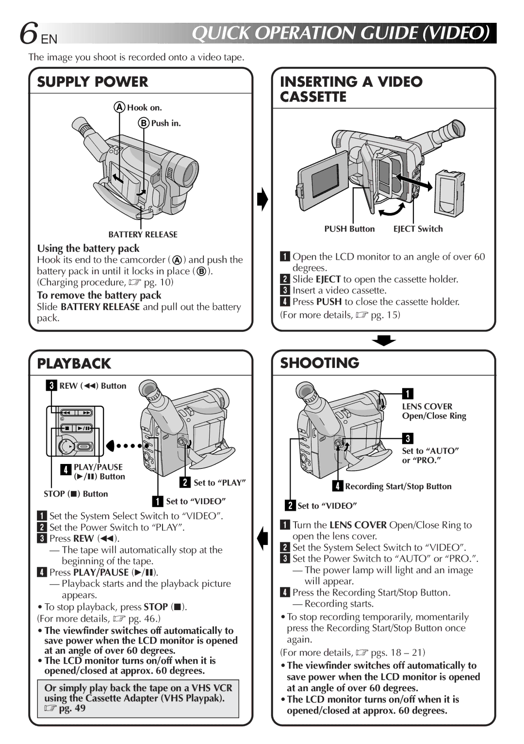 JVC GR-AXM710 manual Image you shoot is recorded onto a video tape, Using the battery pack, To remove the battery pack 