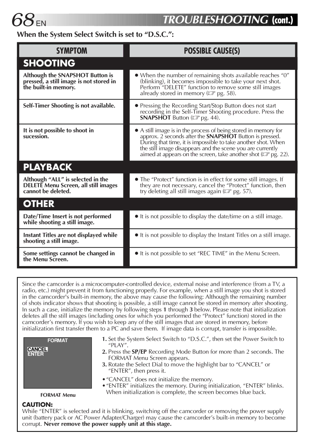 JVC GR-AXM710 manual When the System Select Switch is set to D.S.C 