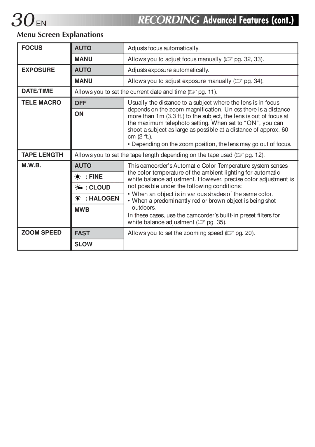 JVC GR-AXM750 manual Recording 