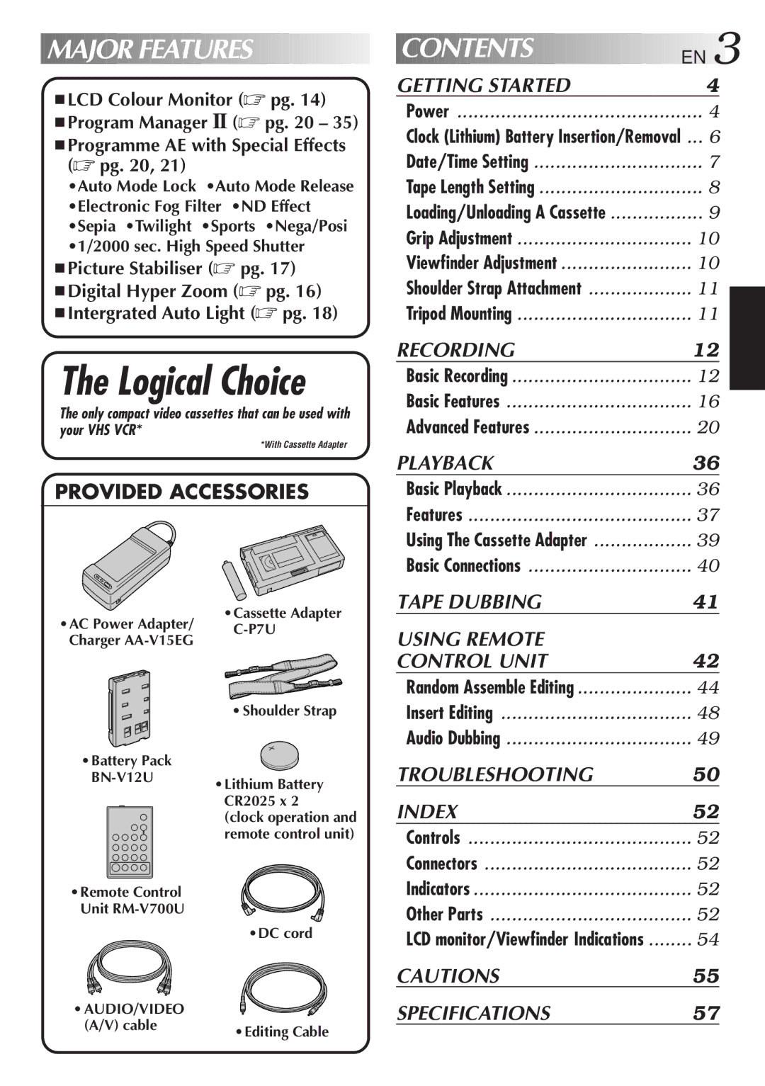 JVC GR-AXM768EG instruction manual Logical Choice 