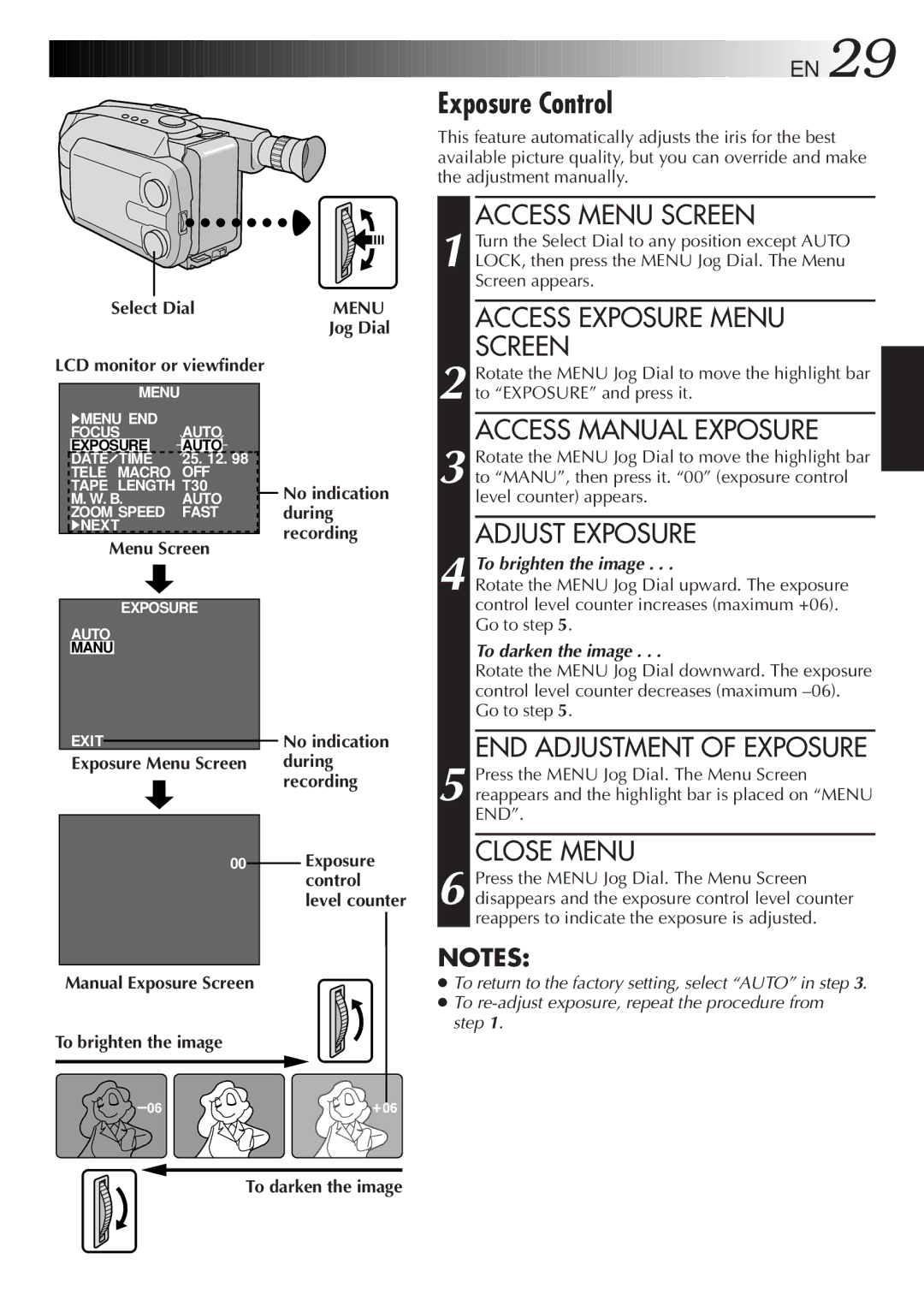 JVC GR-AXM768EG instruction manual To brighten the image, To darken the image 