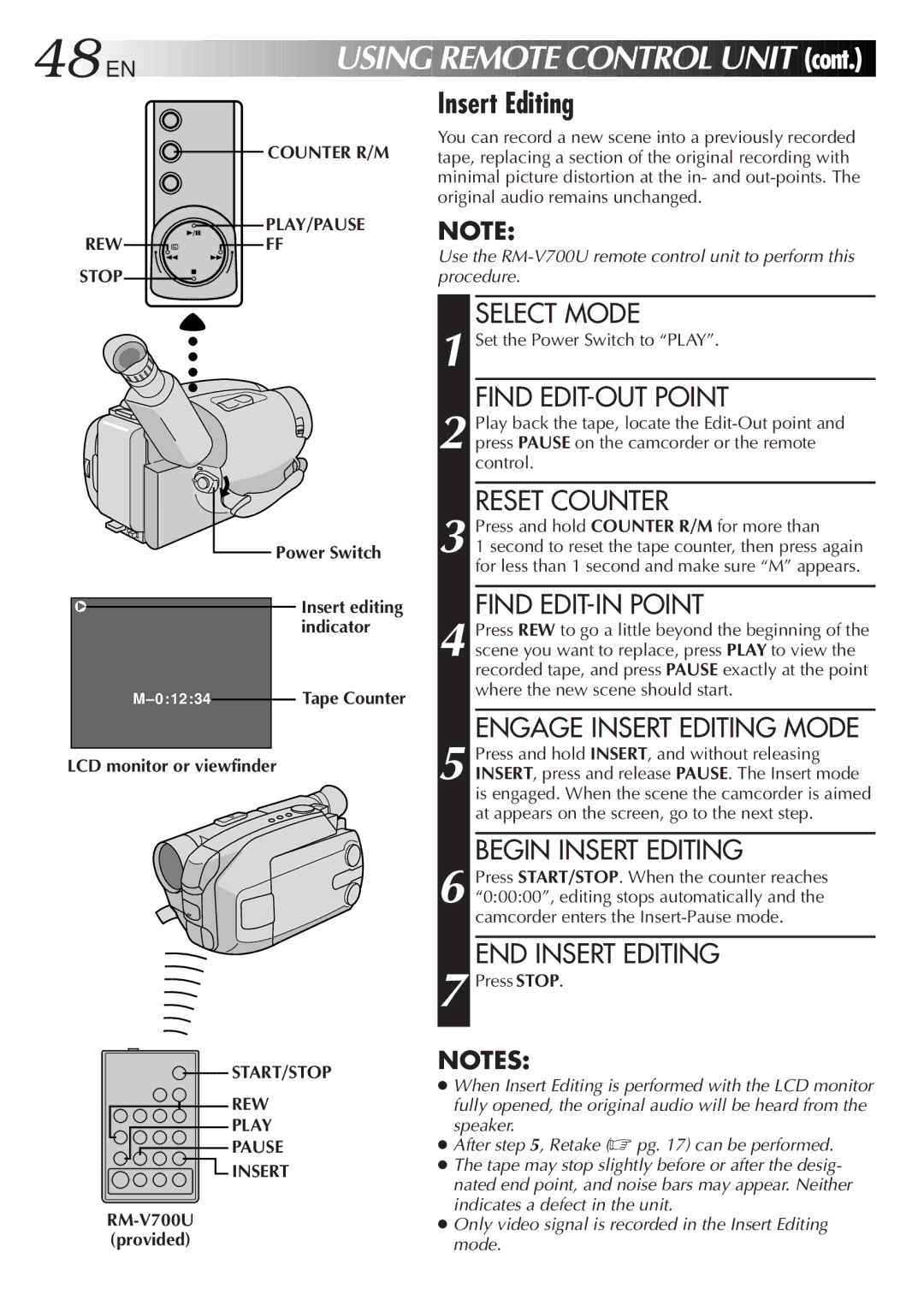 JVC GR-AXM768EG instruction manual Counter R/M, Tape Counter LCD monitor or viewfinder 