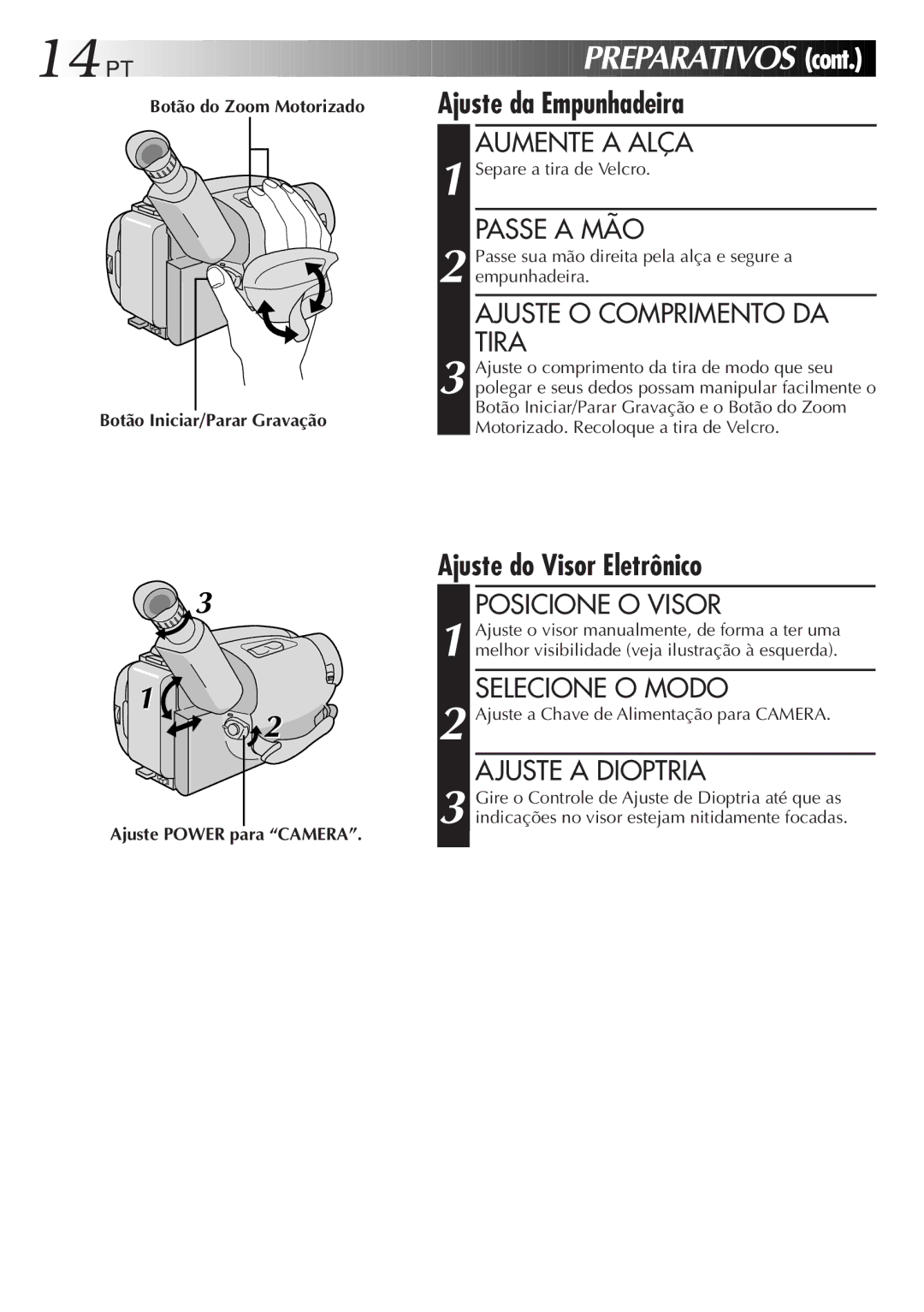 JVC GR-AXM77UM manual Ajuste do Visor Eletrônico 