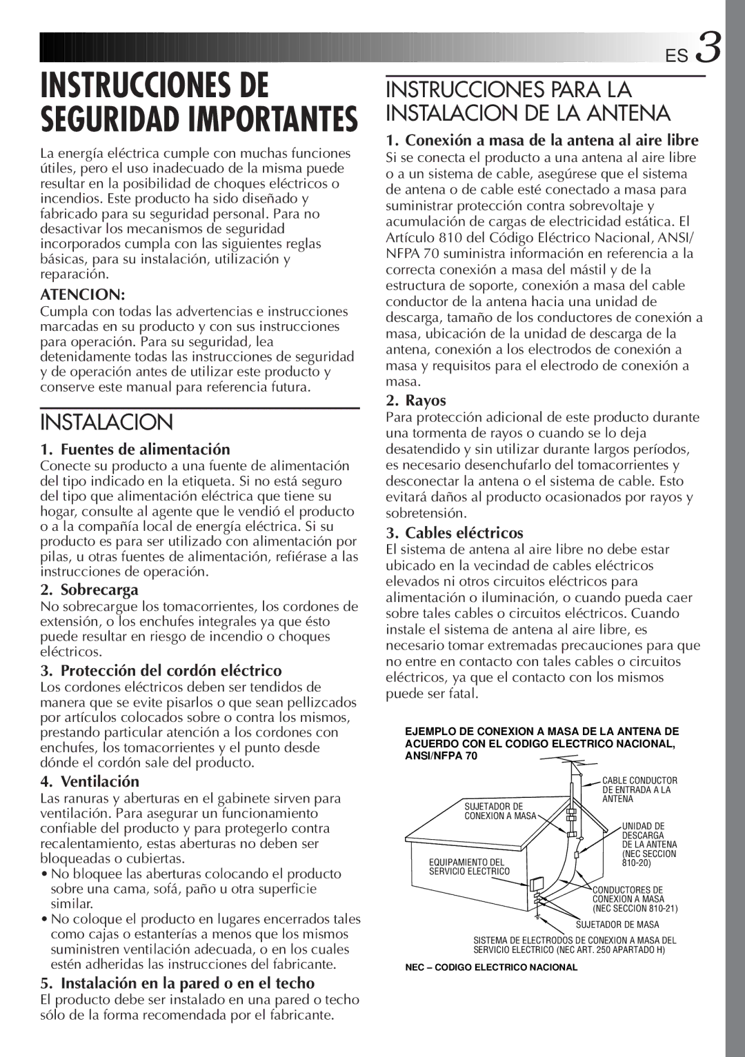 JVC GR-AXM77UM manual Instalacion 