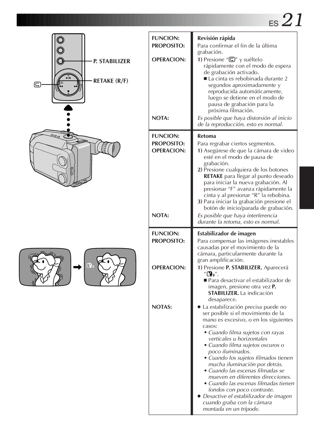 JVC GR-AXM77UM manual Nota 