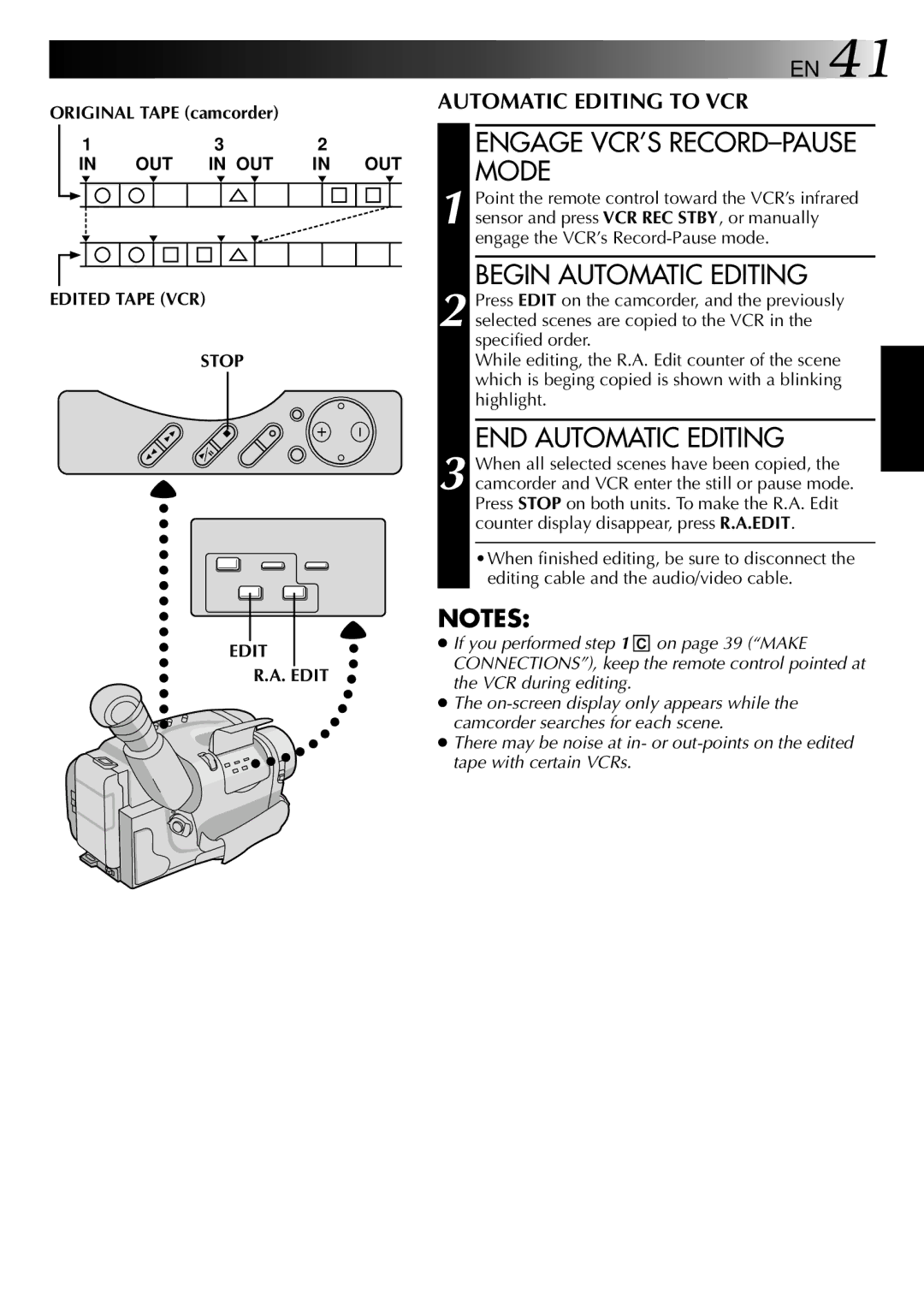 JVC LYT0002-0L5A, GR-AXM88UM manual Begin Automatic Editing, END Automatic Editing, Edited Tape VCR Stop 