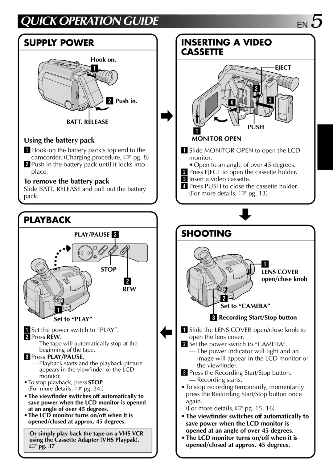 JVC LYT0002-0L5A, GR-AXM88UM manual BATT. Release, Eject Push Monitor Open, Play/Pause, Stop REW 