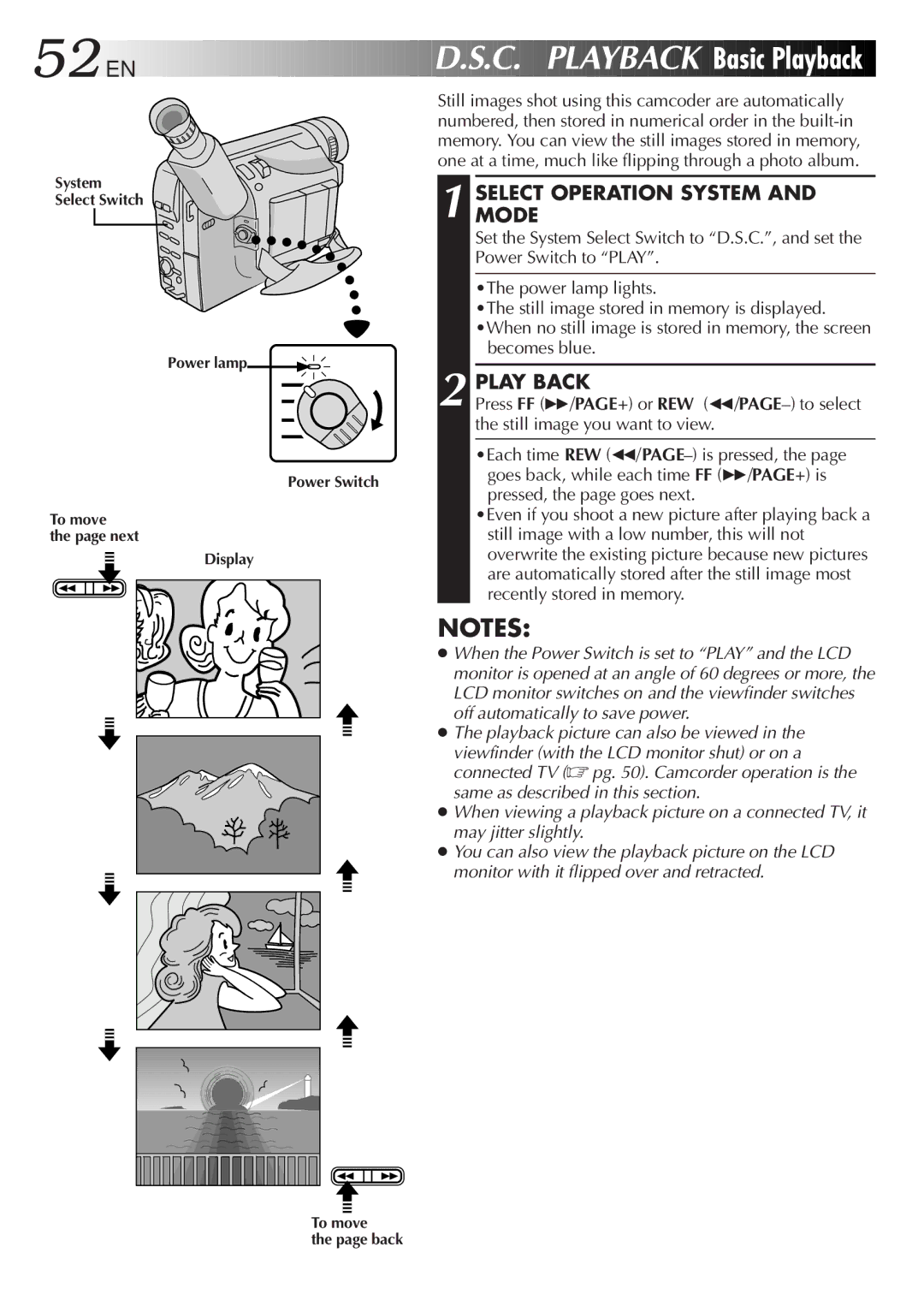 JVC GR-AXM917UM manual C. Playback Basic Playback, Becomes blue, To move Back 