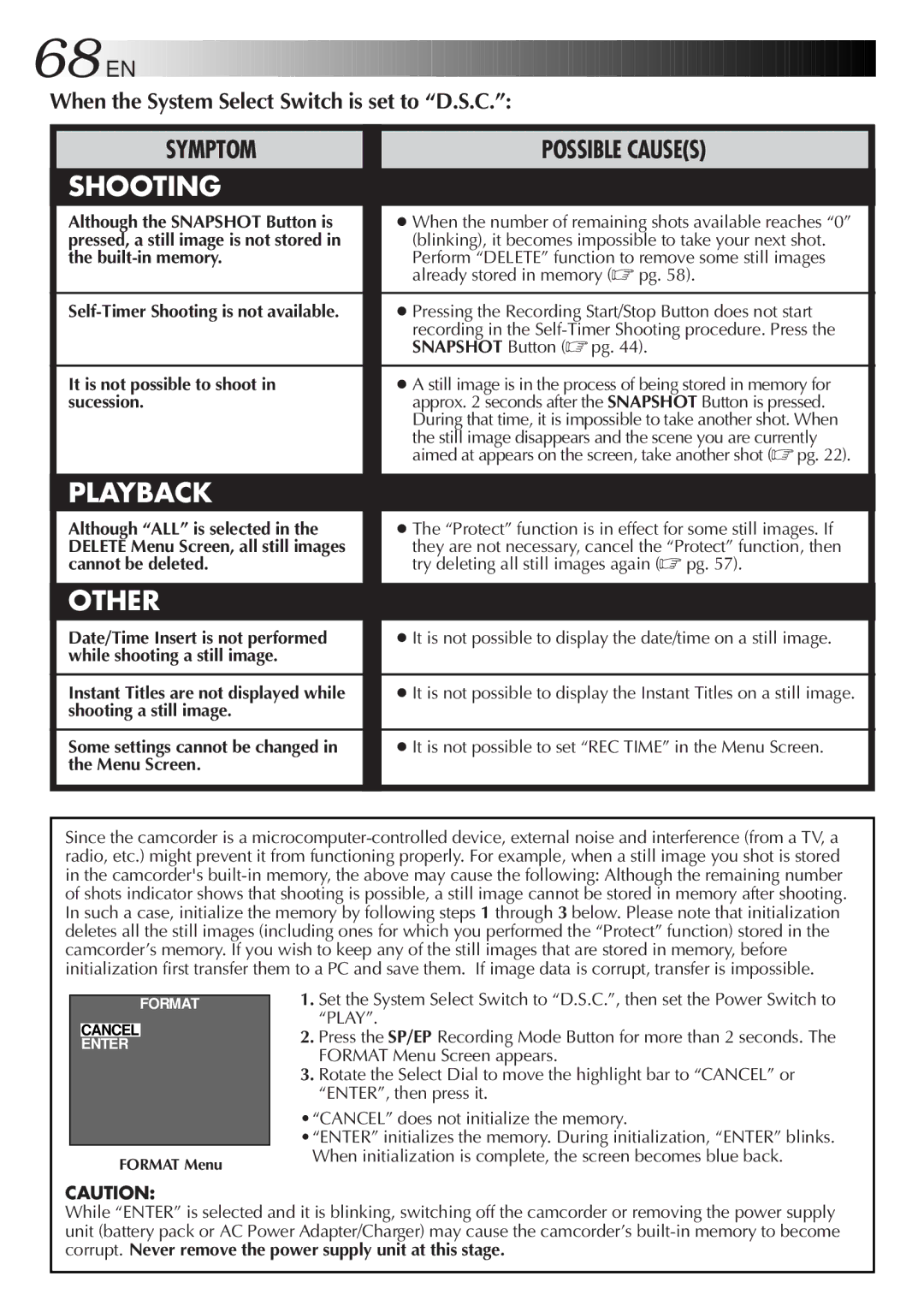 JVC GR-AXM917UM manual When the System Select Switch is set to D.S.C 