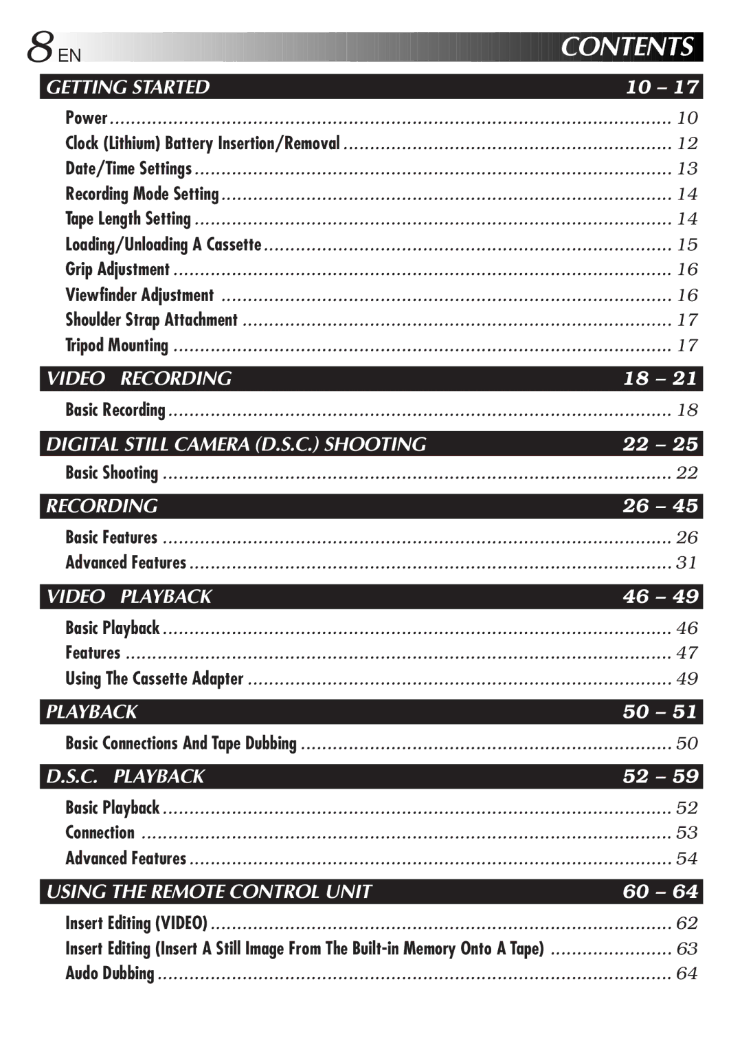 JVC GR-AXM917UM manual Contents 