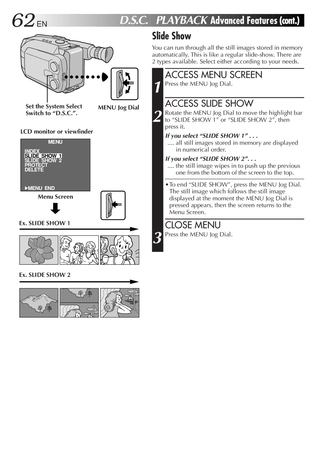 JVC GR-AXM99UM manual If you select Slide Show 