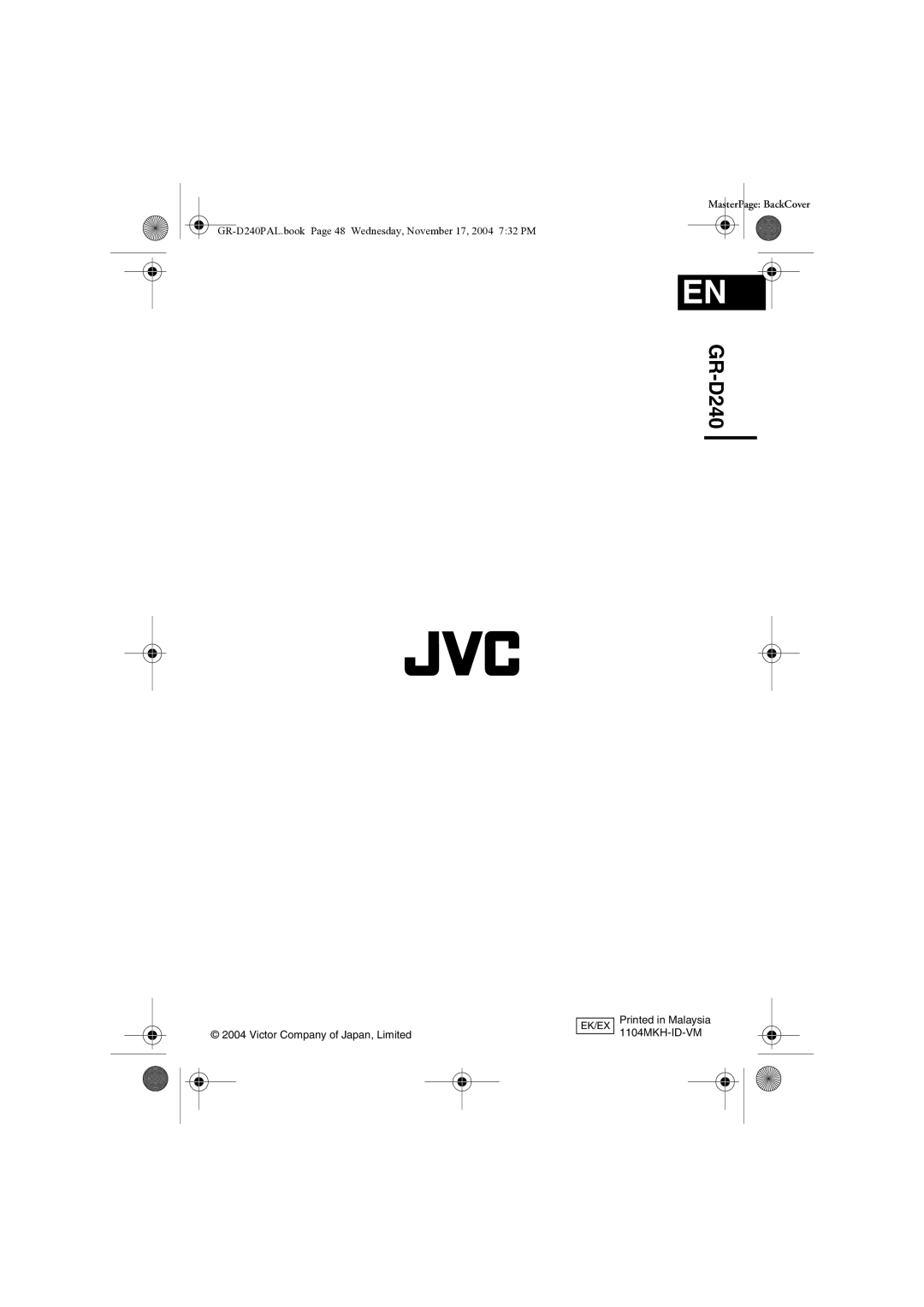 JVC GR D 240 manual GR-D240 