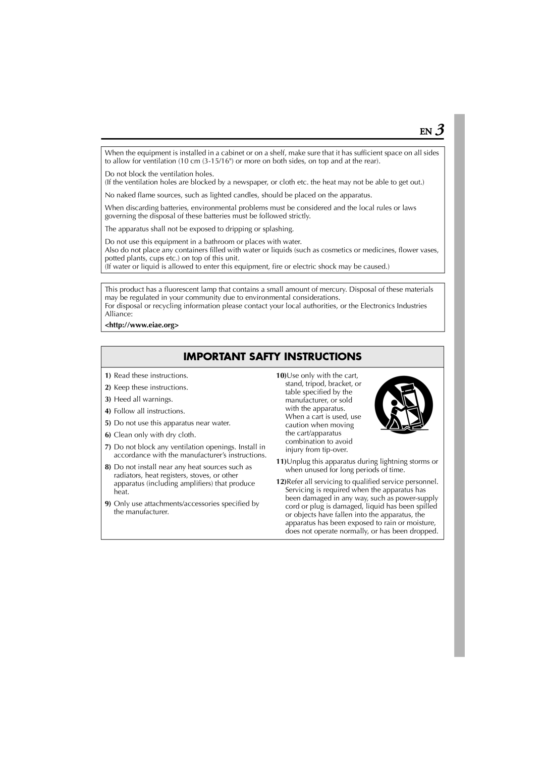 JVC GR-D200 manual Important Safty Instructions 