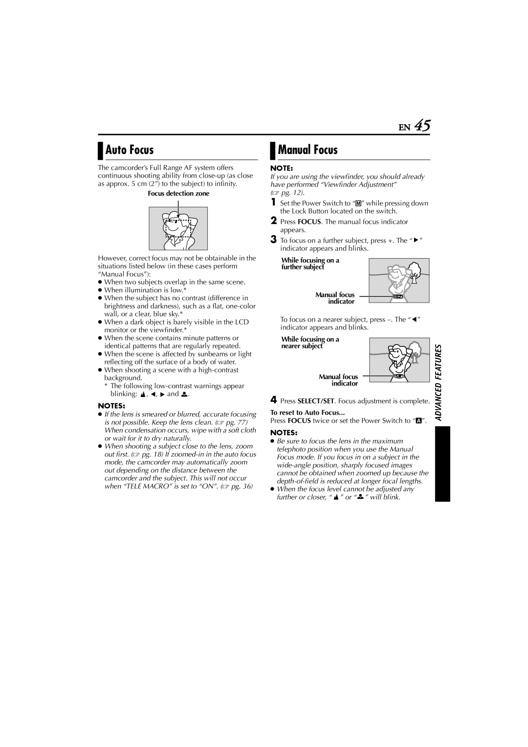 JVC GR-D200 manual Auto Focus, Manual Focus, En# 